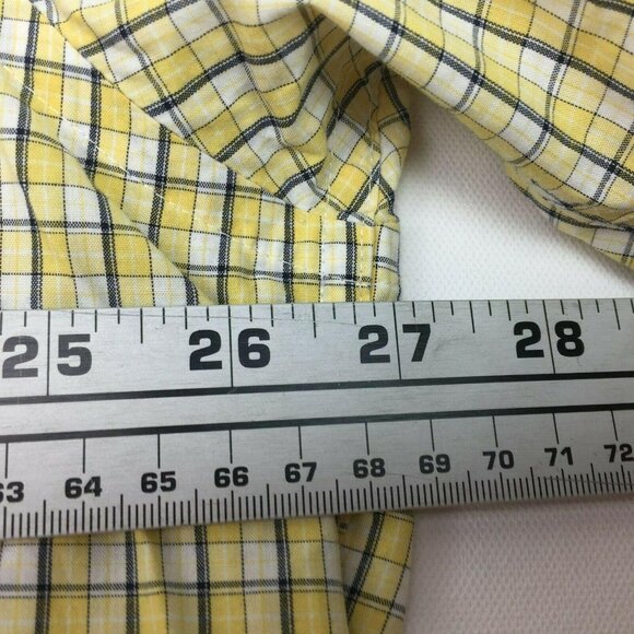 Roundtree & Yorke Mens Plaid Yellow Short Sleeved Shirt Size XL - Picture 4 of 7